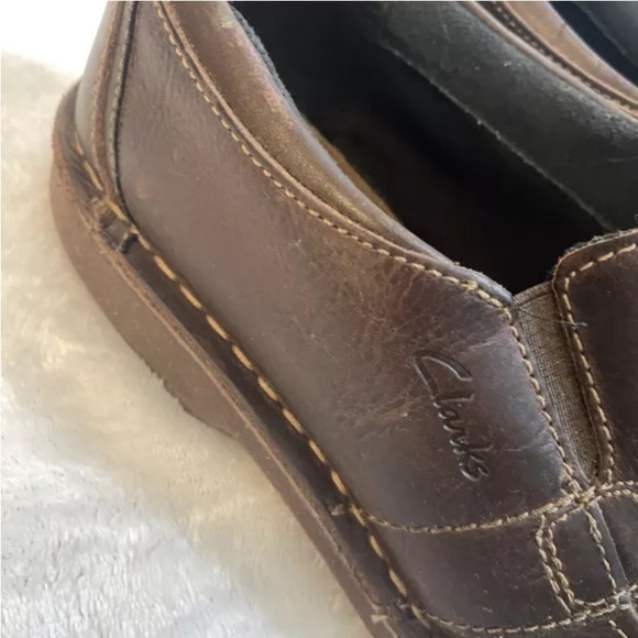 Clarks Men's Doby Double Gore Slip-On Loafer Dark Brown Size 10M - Picture 7 of 16